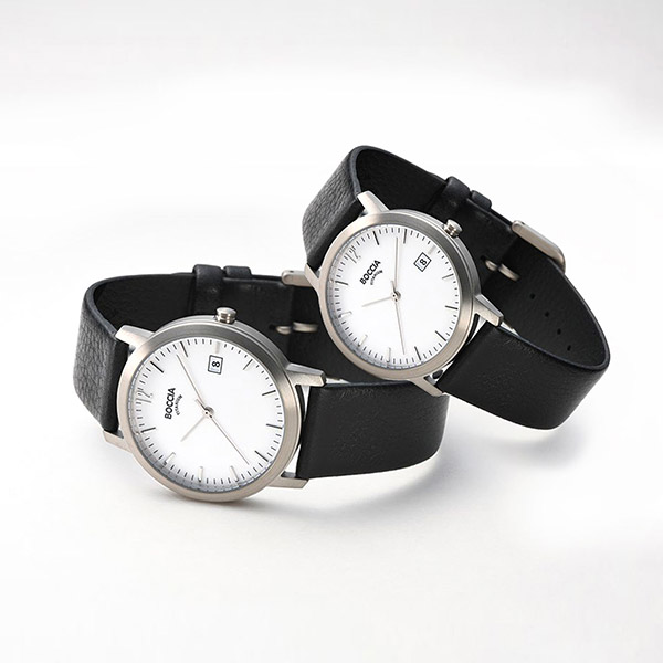BOCCIA TITANIUM レザーペアウォッチ 510-93-3291-03