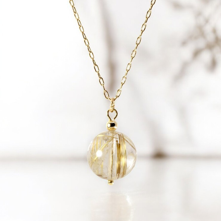 Pascle レディース ゴールドルチルクォーツ ペンダント RTPE01