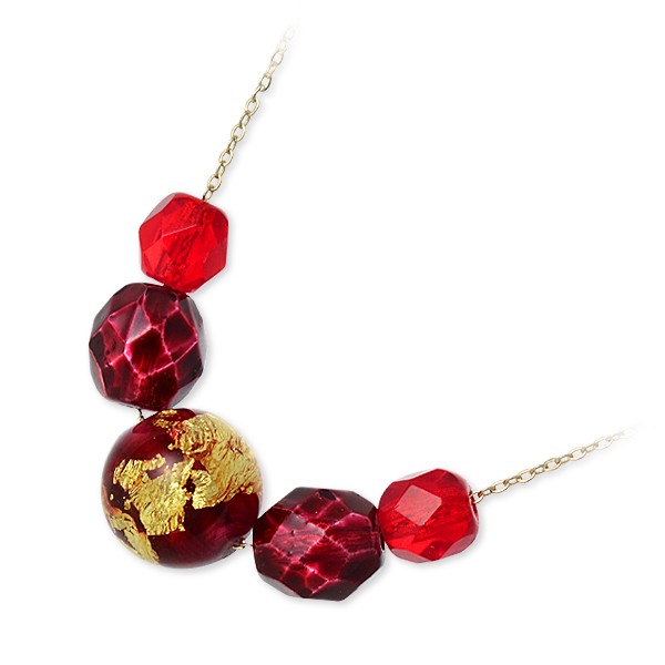 金箔ガラス ブラスネックレス