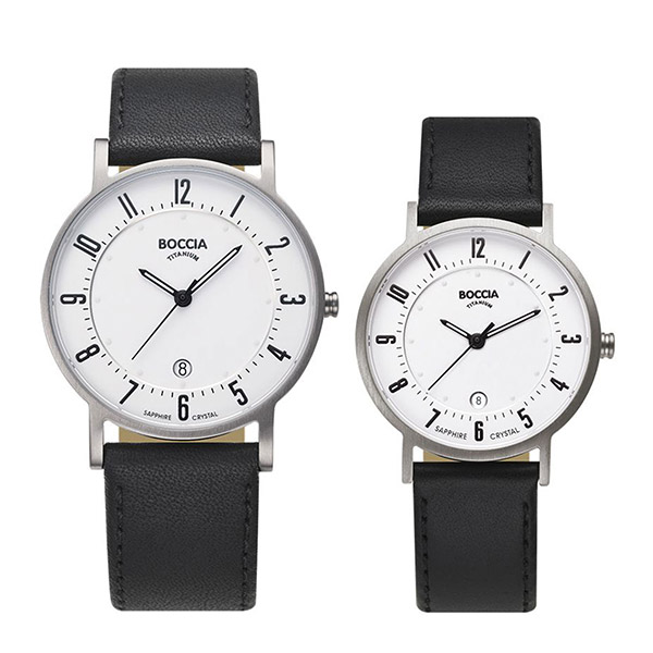 BOCCIA TITANIUM レザーペアウォッチ