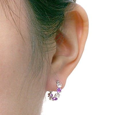 ホワイトゴールドフープピアス