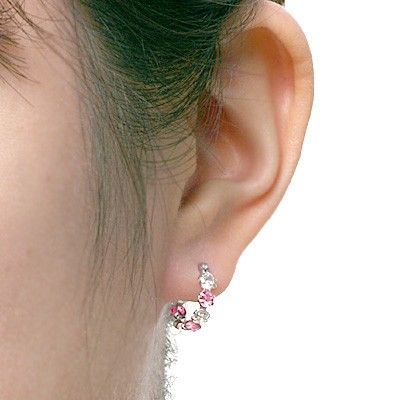 ホワイトゴールドフープピアス