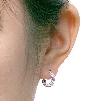 ホワイトゴールドフープピアス