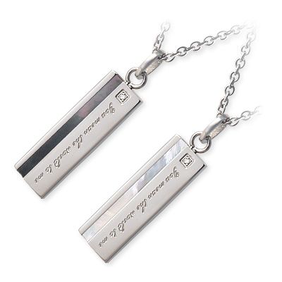 white clover ステンレスペアネックレス