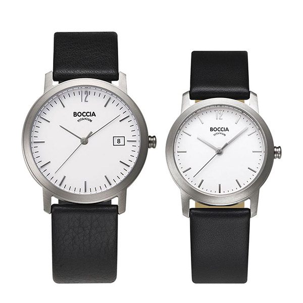 BOCCIA TITANIUM レザーペアウォッチ
