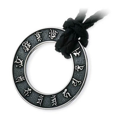 彫銀 レザーネックレス