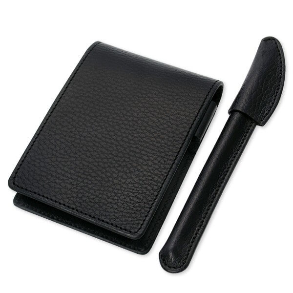 cramp メンズ 革婚式(結婚3年目) ボールペン&メモ帳ケースセット 名入れ対応 即日出荷 送料無料 男性向け CR-JW-01-BK