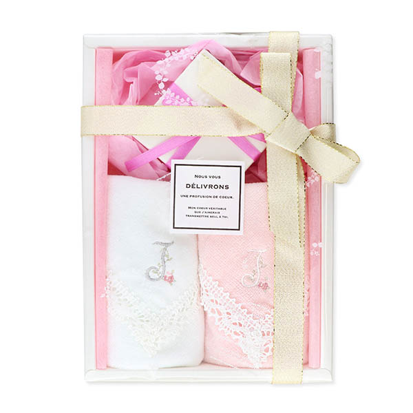 スペシャルラッピング イニシャルハンカチギフトセット(2枚セット)