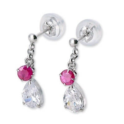 CLICK・ピアス ホワイトゴールドスタッドピアス