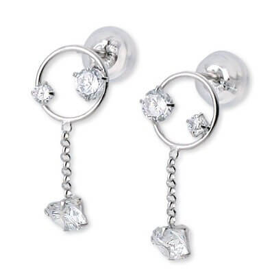 CLICK・ピアス ホワイトゴールドスタッドピアス