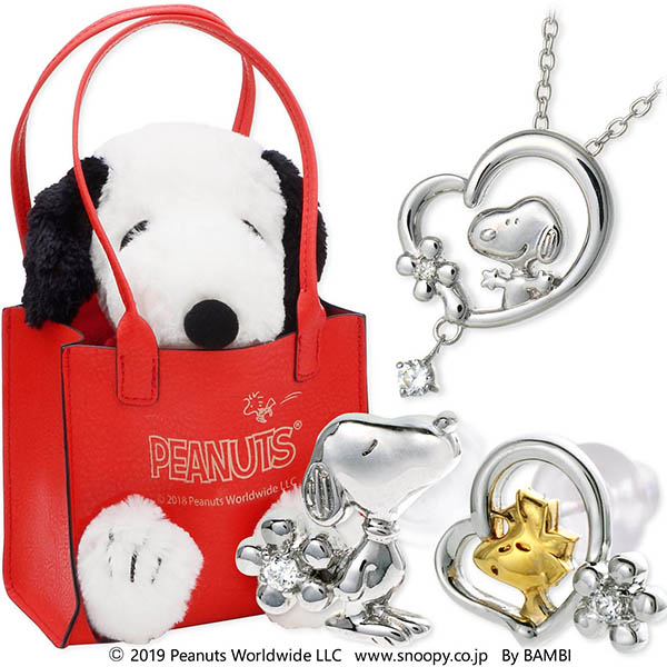 スヌーピー (SNOOPY) シルバーネックレス&ピアスセット