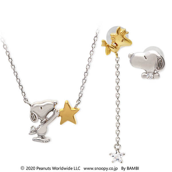 スヌーピー (SNOOPY) シルバーネックレス&ピアスセット