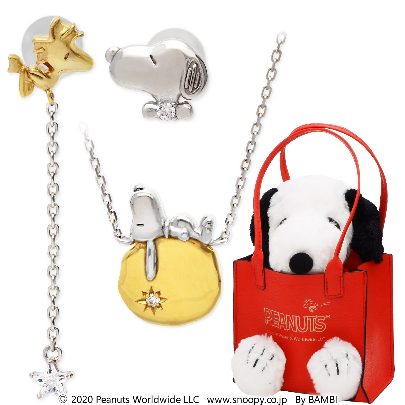スヌーピー (SNOOPY) シルバーネックレス&ピアスセット