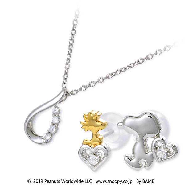 スヌーピー (SNOOPY) シルバーネックレス&ピアスセット