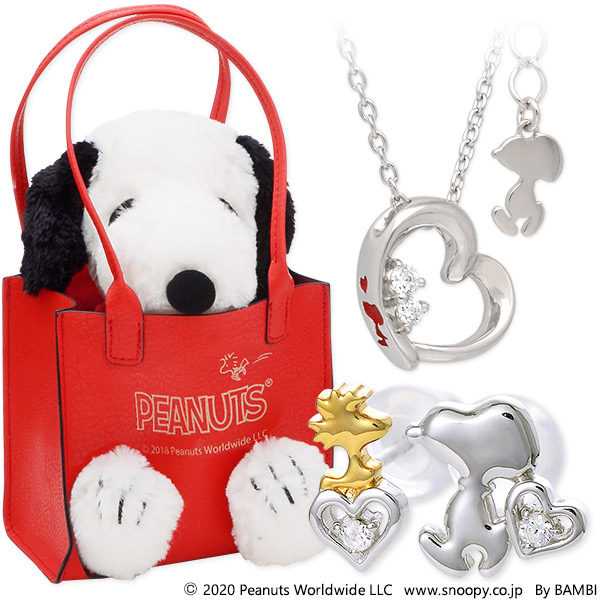 スヌーピー (SNOOPY) レディース シルバーネックレス&ピアスセット KNIL0038-KPIL0004-K2000008