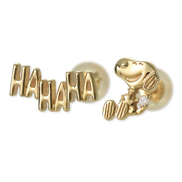 スヌーピー (SNOOPY) イエローゴールドスタッドピアス