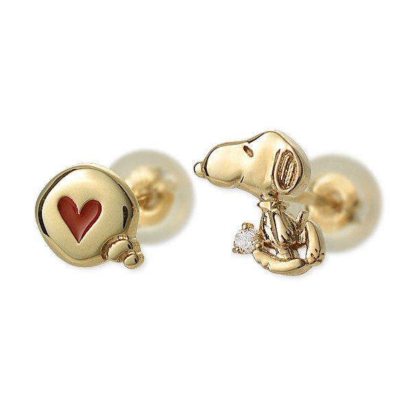 スヌーピー (SNOOPY) イエローゴールドスタッドピアス