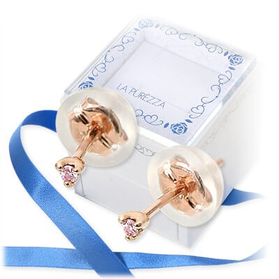 LA PUREZZA ピンクゴールドスタッドピアス