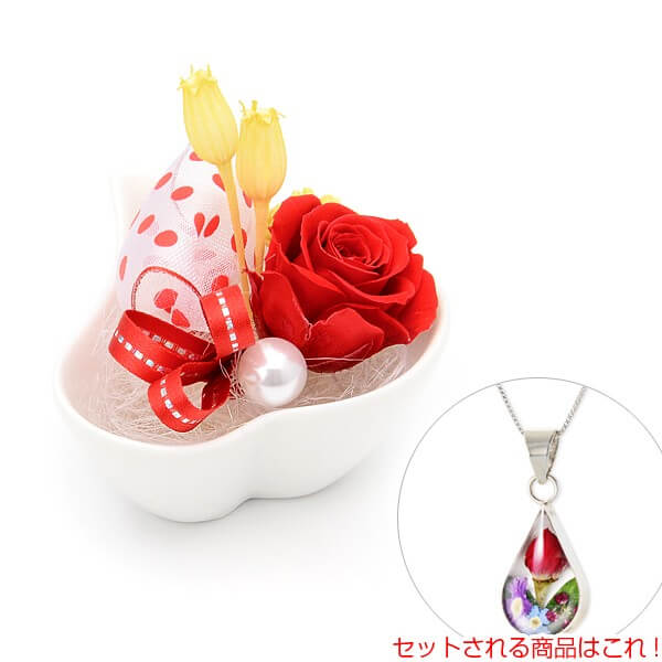 お花ソムリエ フラワー Candy Flower シルバーネックレス プリザーブドフラワー セット