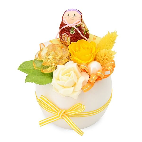 お花ソムリエ フラワー お祝い プリザーブドフラワー イエロー 「ハッピーグランマ」