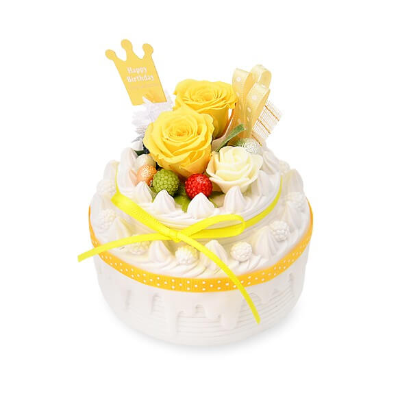 お花ソムリエ フラワー 誕生日 フラワーケーキ プリザーブドフラワー イエロー