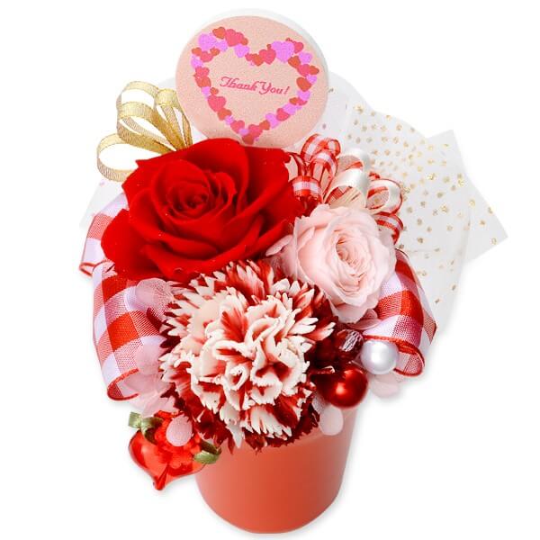 お花ソムリエ フラワー プリザーブドフラワー ”Thank You”ピック付 レッド