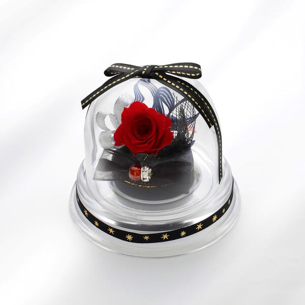 お花ソムリエ フラワー 誕生日 プリザーブドフラワー ドームアレンジ 1月 ブラック