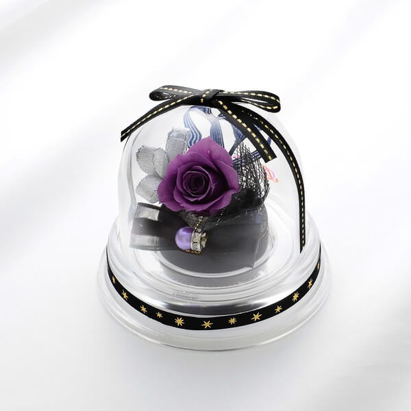 お花ソムリエ フラワー 誕生日 プリザーブドフラワー ドームアレンジ 2月 ブラック