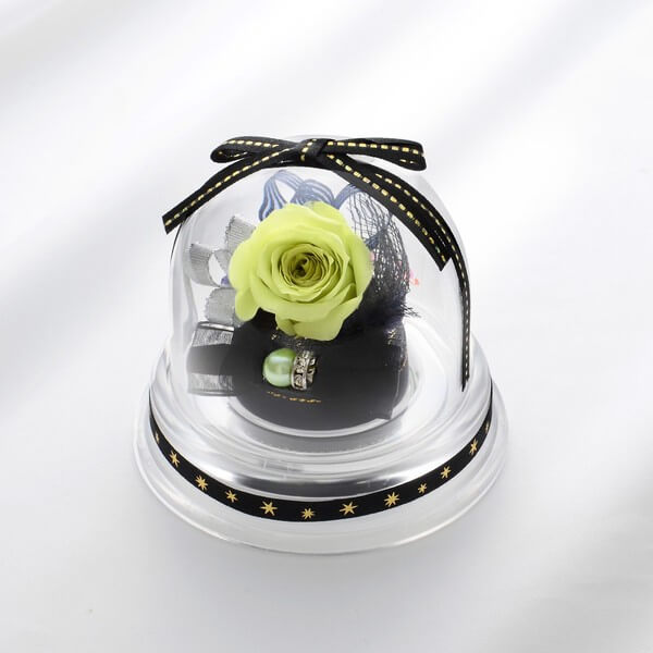 お花ソムリエ フラワー 誕生日 プリザーブドフラワー ドームアレンジ 8月 ブラック