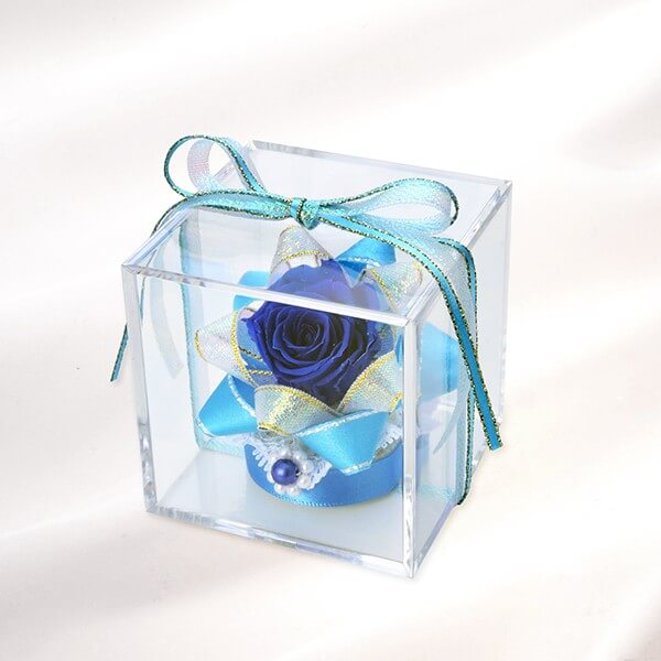 お花ソムリエ フラワー キューブ プリザーブドフラワー ブルー