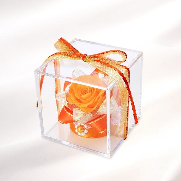 お花ソムリエ フラワー キューブ プリザーブドフラワー オレンジ