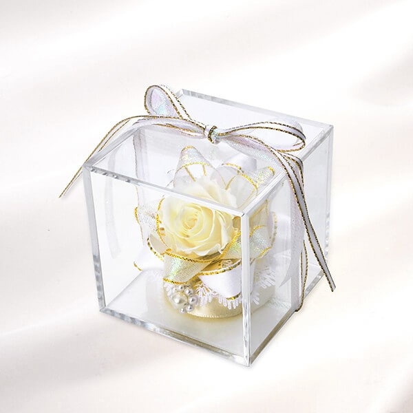 お花ソムリエ フラワー キューブ プリザーブドフラワー ホワイト