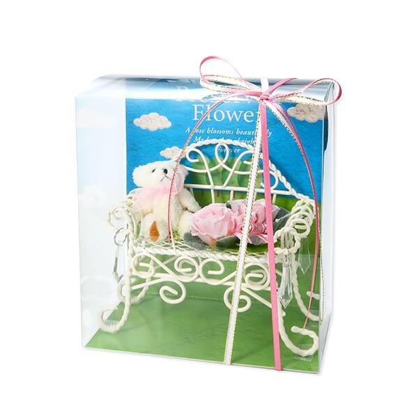 お花ソムリエ フラワー プリザーブドフラワー ベア ケース入 ベンチ