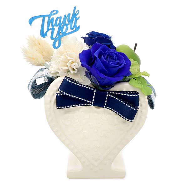 お花ソムリエ フラワー プリザーブドフラワー サンキューピック付 ブルー ケース入