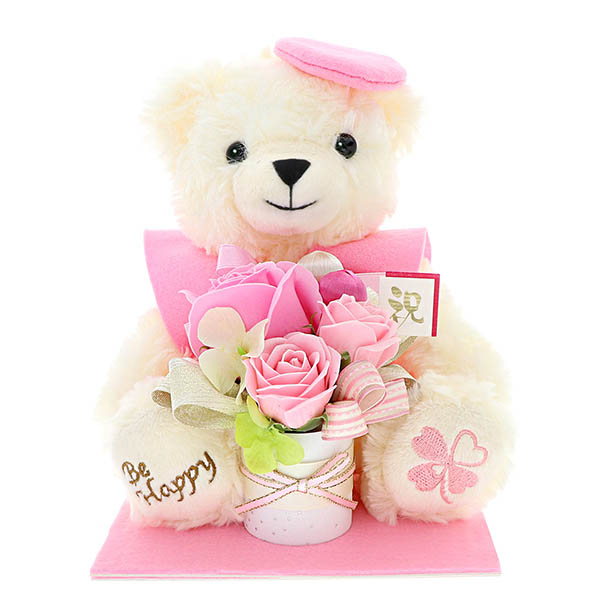 お花ソムリエ フラワー 100歳 【百寿】 誕生日 長寿祝い ソープフラワー くま