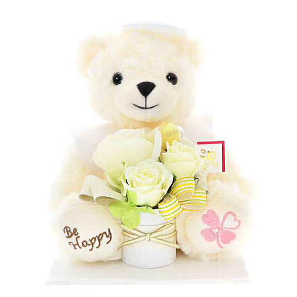 お花ソムリエ フラワー 99歳 【白寿】 誕生日 長寿祝い ソープフラワー くま