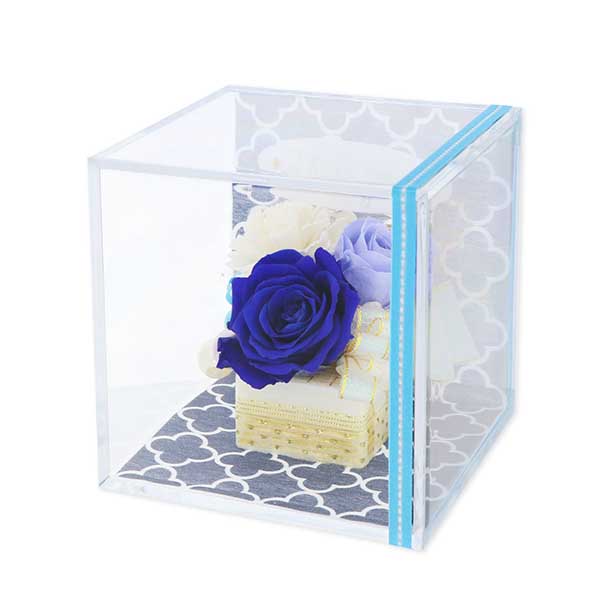 お花ソムリエ フラワー 父の日 ”Thank You”ピック付 プリザーブドフラワー ブルー