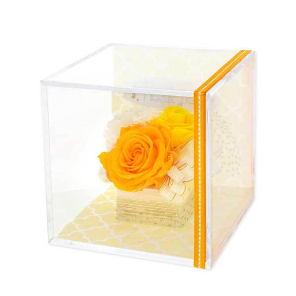 お花ソムリエ フラワー 父の日 ”Thank You”ピック付 プリザーブドフラワー イエロー