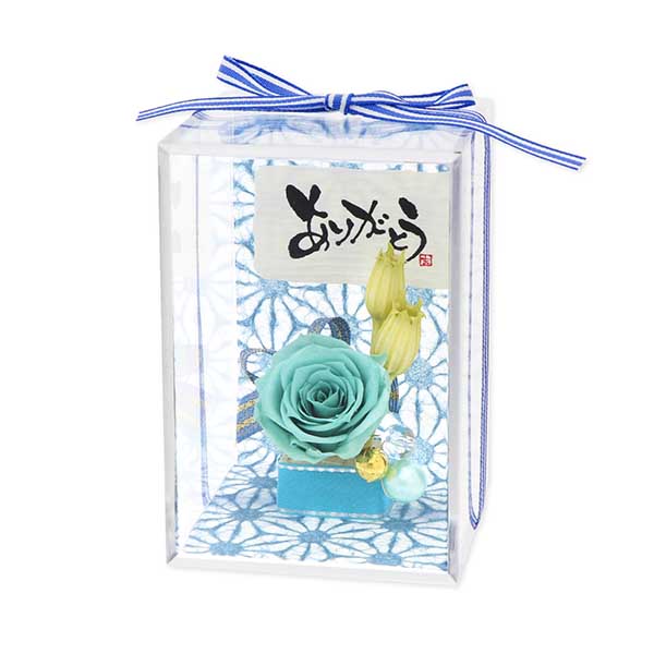 お花ソムリエ フラワー お祝い プリザーブドフラワー 水色 選べるメッセージ