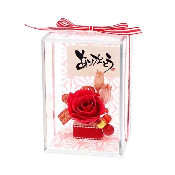 お花ソムリエ フラワー 記念日 プリザーブドフラワー レッド 選べるメッセージ