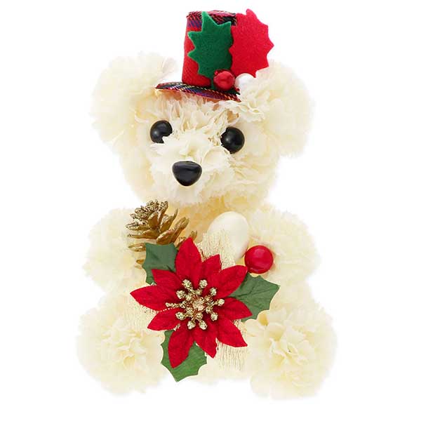 お花ソムリエ フラワー クリスマス フラワー ポインセチア　おすわりベア