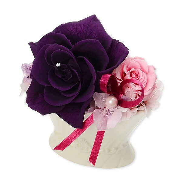 ジェイウェル お祝い ローズ プリザーブドフラワー パープル