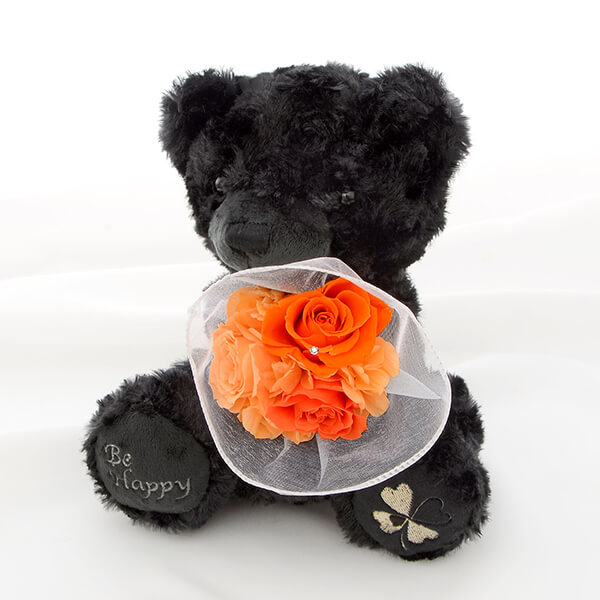 ジェイウェル テディベア&プリザーブドフラワー ブラック オレンジ