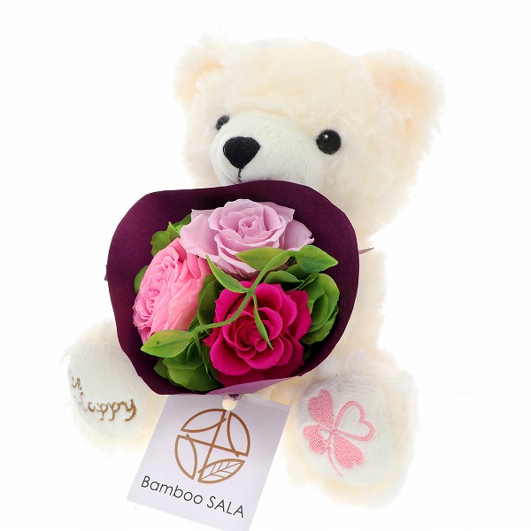 Bamboo SALA 母の日 プリザーブドフラワーハッピーテディベア