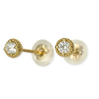 Victorina イエローゴールドスタッドピアス