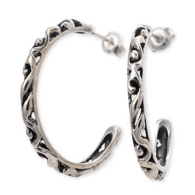 UZUOU シルバーフープピアス