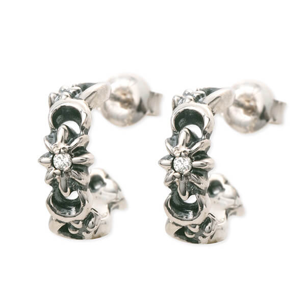 UZUOU シルバーペアフープピアス