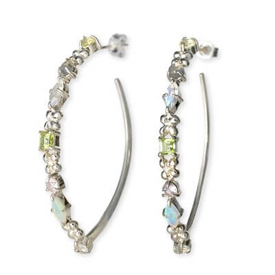 UZUOU シルバーフープピアス