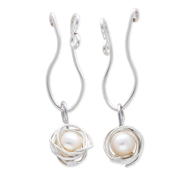 UZUOU シルバーフィルドイヤリング