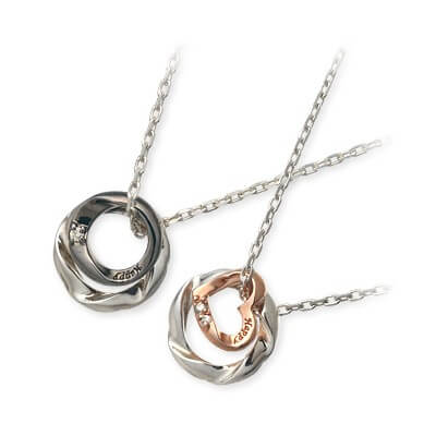 THE KISS シルバーペアネックレス